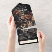 Bloemen kussen skeletten volwassen Halloween All In One Uitnodiging (Afscheurbaar)