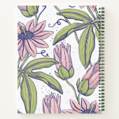  bloemen l Elegant patroon l Roze en groen Notitieboek (Achterkant)