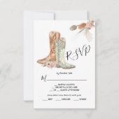 Bloemen Laarzen Cowboy Westers Menu Keuze RSVP Kaa Kaart (Voorkant)