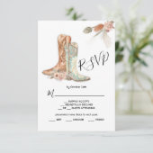 Bloemen Laarzen Cowboy Westers Menu Keuze RSVP Kaa Kaart (Staand voorkant)