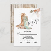 Bloemen Laarzen Cowboy Westers Menu Keuze RSVP Kaa Kaart (Voorkant / Achterkant)