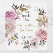 Bloemen labelset wijn etiket (Enkel label)