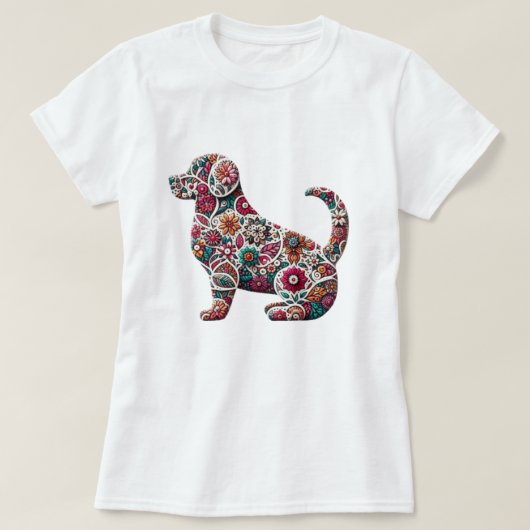 Bloemen Labrador Silhouet T-shirt (Design voorkant)