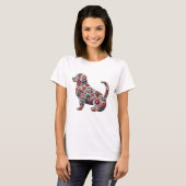 Bloemen Labrador Silhouet T-shirt (Voorkant volledig)
