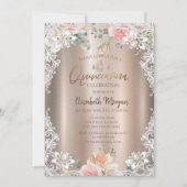 Bloemen, Lace, Tiara Quinceañera Kaart (Voorkant)