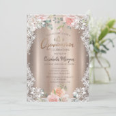 Bloemen, Lace, Tiara Quinceañera Kaart (Staand voorkant)