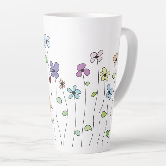 Bloemen & Ladybug Latte Mok (Rechterhoek)