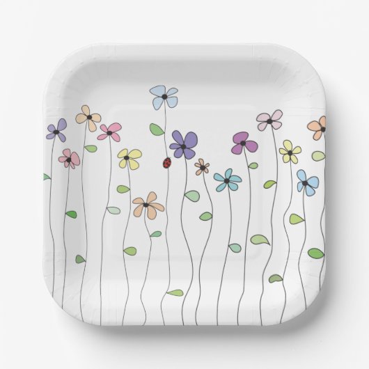 Bloemen & Ladybug papier Bord (Voorkant)
