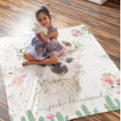 Bloemen lama gezicht | Handtekening Monogram Fleec Fleece Deken