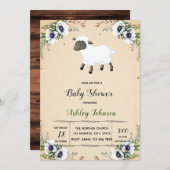 Bloemen lammetje babyshower uitnodiging (Voorkant / Achterkant)