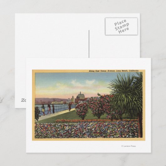 Bloemen langs East Ocean Avenue Briefkaart (Voorkant / Achterkant)
