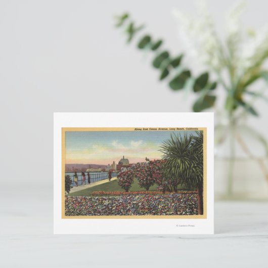 Bloemen langs East Ocean Avenue Briefkaart (Staand voorkant)