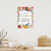 Bloemen Late nacht luiers Baby shower teken Poster (Keuken)