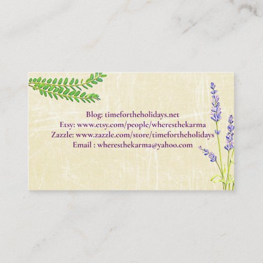 Bloemen Lavendel en Daisies Crafting Visitekaartje (Achterkant)