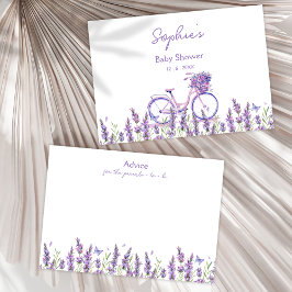 Bloemen Lavendel Fiets Baby Shower Advieskaart Informatiekaartje