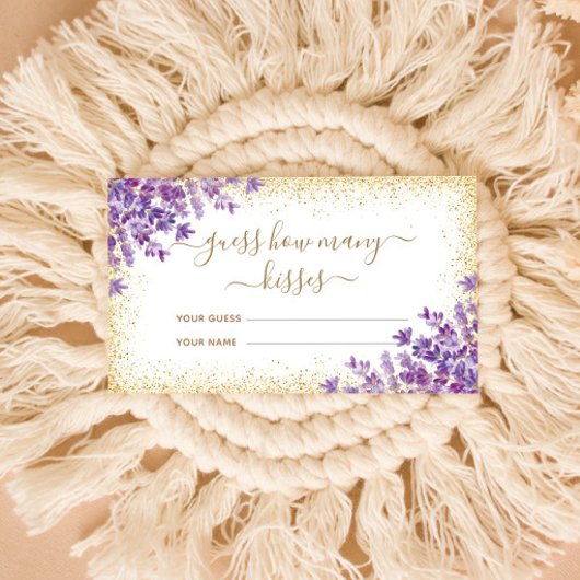 Bloemen Lavendel Goud Lijst Hoeveel kussen spel Informatiekaartje