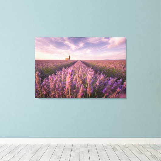 Bloemen | Lavender Southern France Canvas Afdruk (Insitu (Houten vloer))