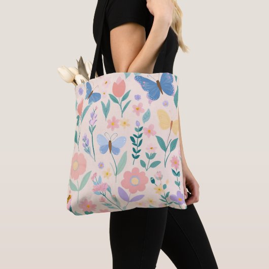 Bloemen Lente Bloeit Roze Meisjes Trip Tote Bag (Dichtbij)