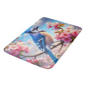 Bloemen/lente Blue Jay kunst Badmat (Gekanteld)