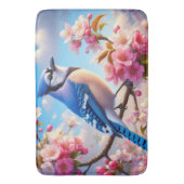 Bloemen/lente Blue Jay kunst Badmat (Voorkant Verticaal)