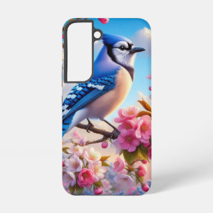 Bloemen/lente Blue Jay kunst Samsung Galaxy Hoesje