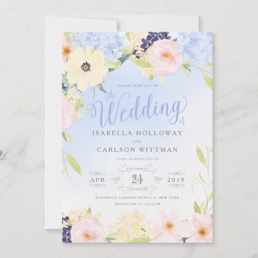 Bloemen  lente bruiloft kaart (Voorkant)