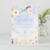 Bloemen  lente bruiloft kaart (Staand voorkant)