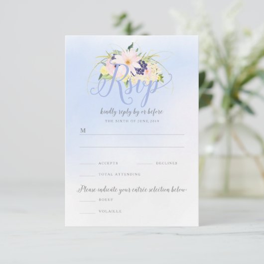 Bloemen  lente bruiloft RSVP (Staand voorkant)