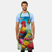 Bloemen/lente haan/kip artwork schort (Gedragen)