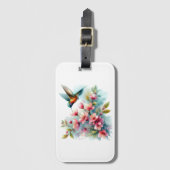 Bloemen/lente kolibrie kunstwerk bagagelabel (Voorkant (verticaal))