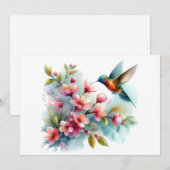 Bloemen/lente kolibrie kunstwerk feestdagenkaart (Voorkant / Achterkant)