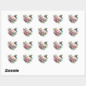 Bloemen/lente kolibrie kunstwerk hart sticker (Vel)