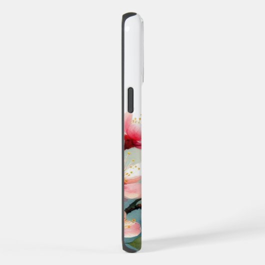 Bloemen/lente kolibrie kunstwerk iPhone hoesje (Rechterkant)