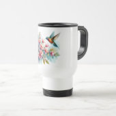 Bloemen/lente kolibrie kunstwerk reisbeker (Voorkant rechts)