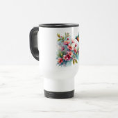 Bloemen/lente kolibrie kunstwerk reisbeker (Voorkant links)
