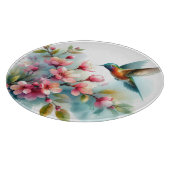 Bloemen/lente kolibrie kunstwerk snijplank (Hoek)
