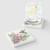 Bloemen/lente kolibrie kunstwerk stenen onderzetter (Zijkant)