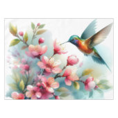 Bloemen/lente kolibrie kunstwerk tafelkleed (Voorkant (Horizontaal))