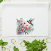 Bloemen/lente kolibrie kunstwerk theedoek (Gevouwen)