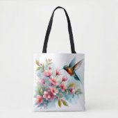 Bloemen/lente kolibrie kunstwerk tote bag (Voorkant)