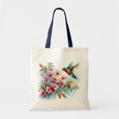 Bloemen/lente kolibrie kunstwerk tote bag (Voorkant)