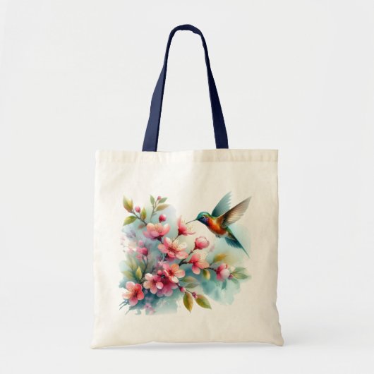 Bloemen/lente kolibrie kunstwerk tote bag (Voorkant)