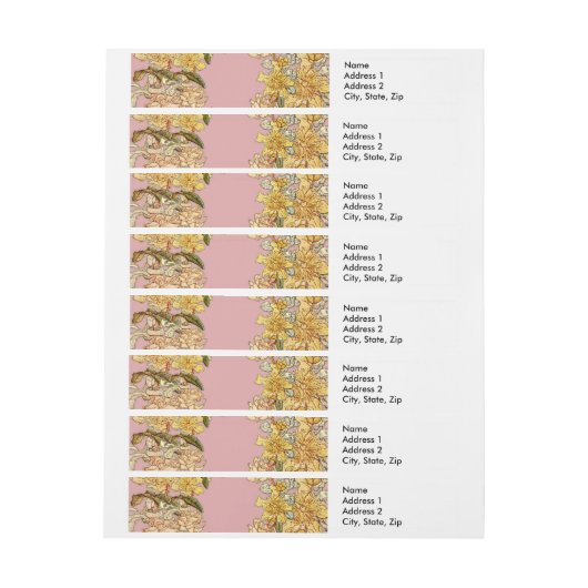 Bloemen Lente krans Bloem Roze Bloemen Art Adreslabel Wikkel (Vel)