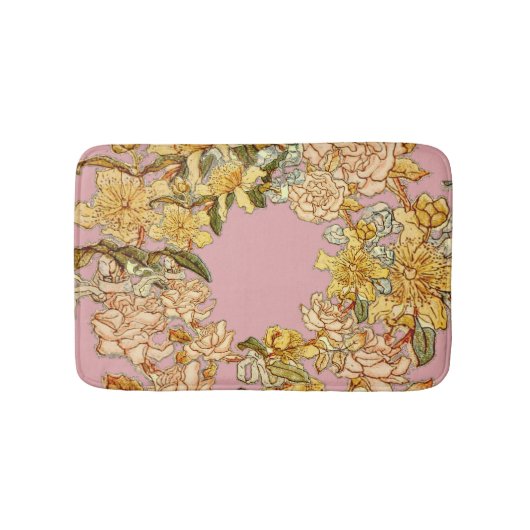 Bloemen Lente krans Bloem Roze Bloemen Art Badmat (Voorkant)