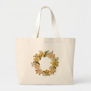 Bloemen Lente krans Bloem Roze Bloemen Art Grote Tote Bag