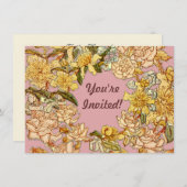 Bloemen Lente krans Bloem Roze Bloemen Art Kaart (Voorkant / Achterkant)