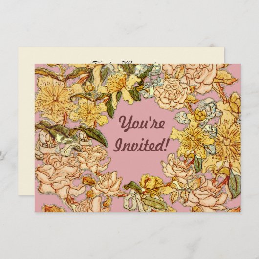 Bloemen Lente krans Bloem Roze Bloemen Art Kaart (Voorkant / Achterkant)