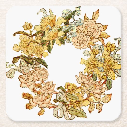 Bloemen Lente krans Bloem Roze Bloemen Art Kartonnen Onderzetters (Voorkant)