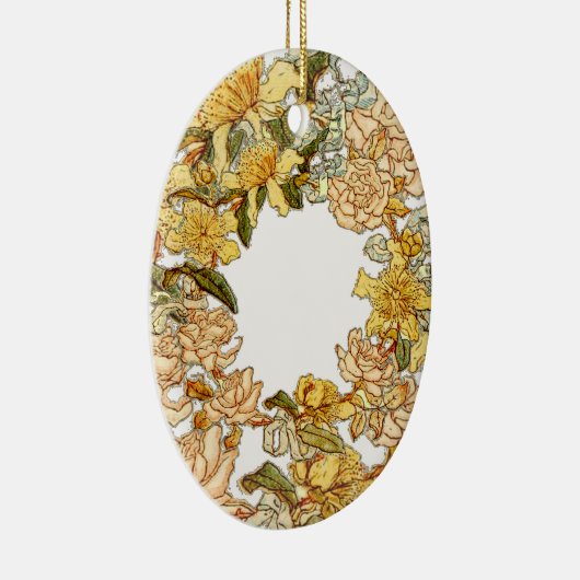 Bloemen Lente krans Bloem Roze Bloemen Art Keramisch Ornament (Rechts)