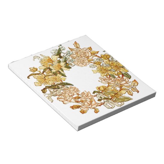 Bloemen Lente krans Bloem Roze Bloemen Art Notitieblok (Schuin)